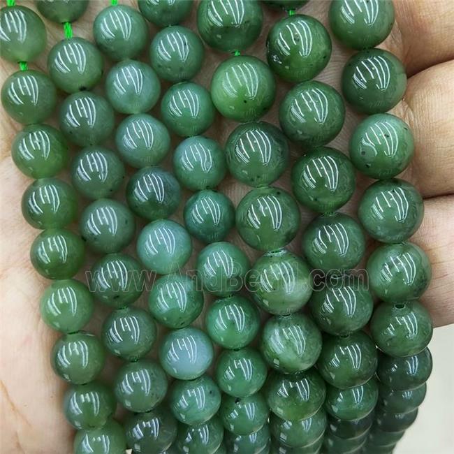 Green Jadeite Beads Smooth Round