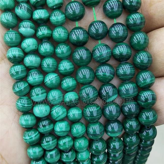 Natural Green Malachite Beads Smooth Round