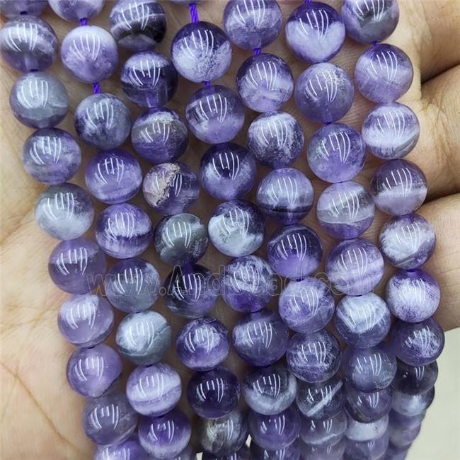 Natural Dogtooth Amethyst Beads Purple Smooth Round