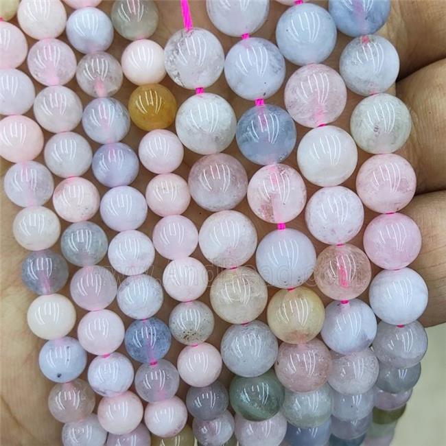 Natural Morganite Beads Multicolor Smooth Round
