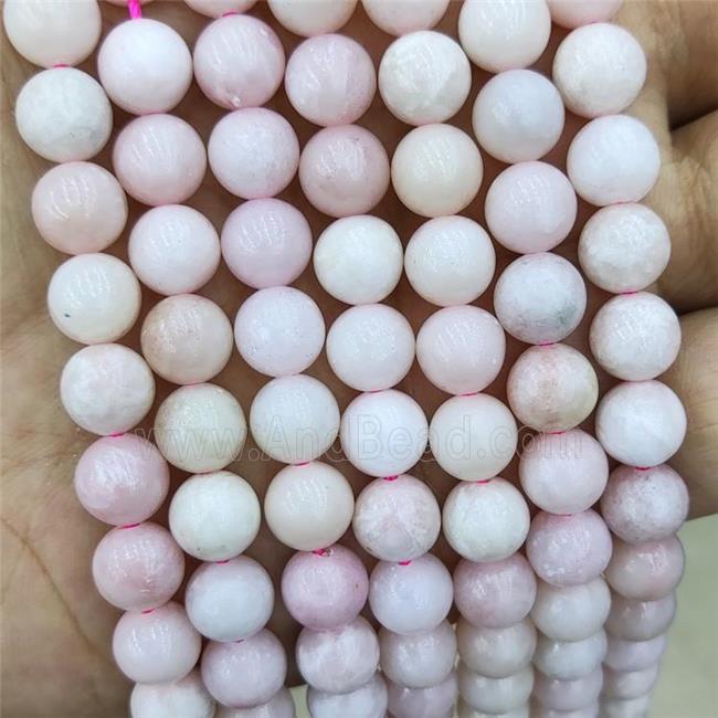 Natural Chinese Pink Opal Beads Smooth Round