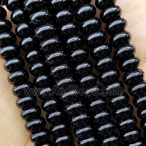 Natural Agate Beads Black Dye Smooth Rondelle