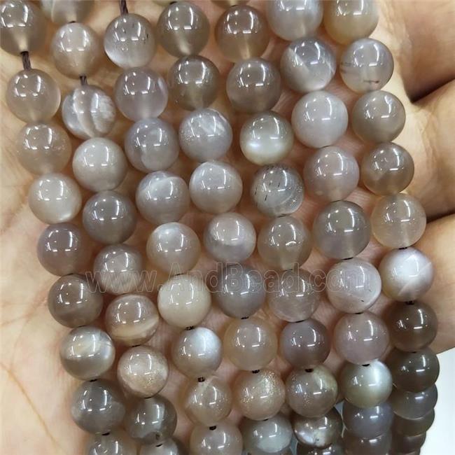 Natural Gray Moonstone Beads Smooth Round