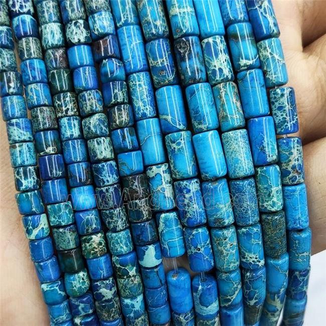 Imperial Jasper Tube Beads Skyblue
