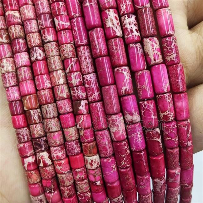 Imperial Jasper Tube Beads Red