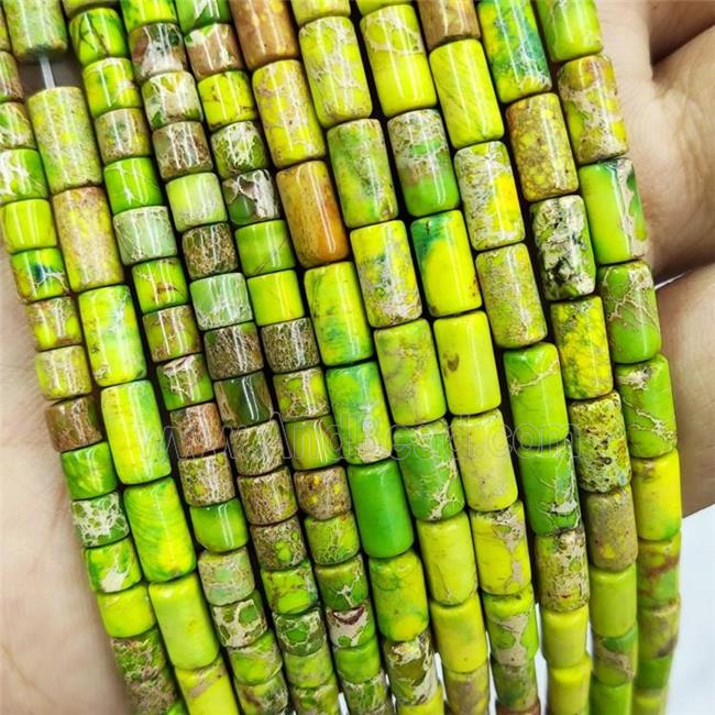 Olive Imperial Jasper Tube Beads