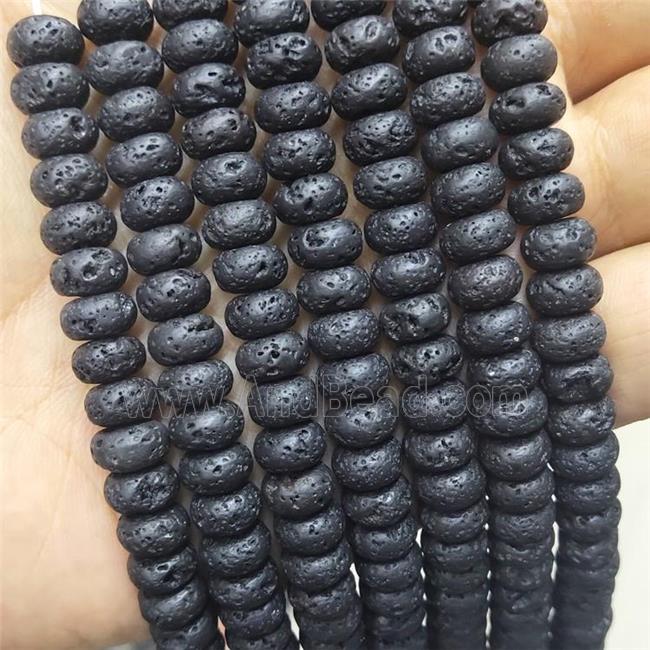 Black Lava Rock Stone Beads Rondelle