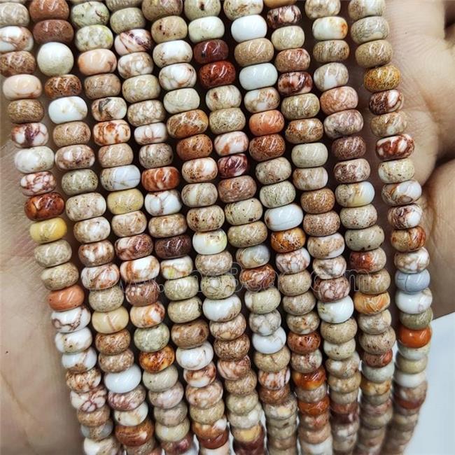 White Imperial Jasper Rondelle Beads Smooth