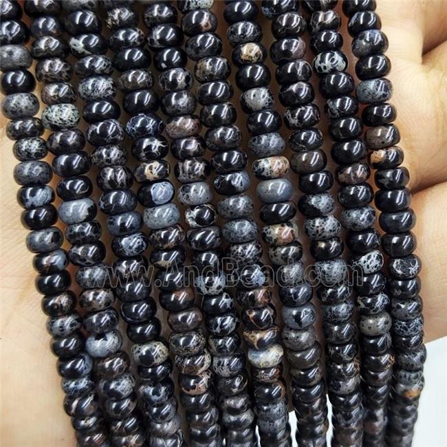 Black Imperial Jasper Beads Smooth Rondelle