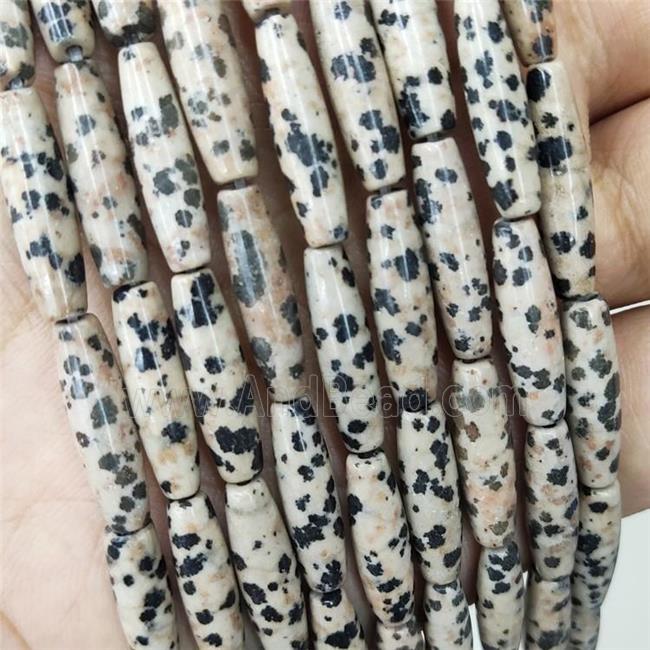 Natural Black Dalmatian Jasper Rice Beads