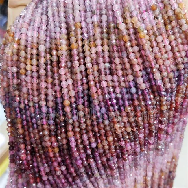 Natural Ruby Corundum Beads Multicolor Faceted Round