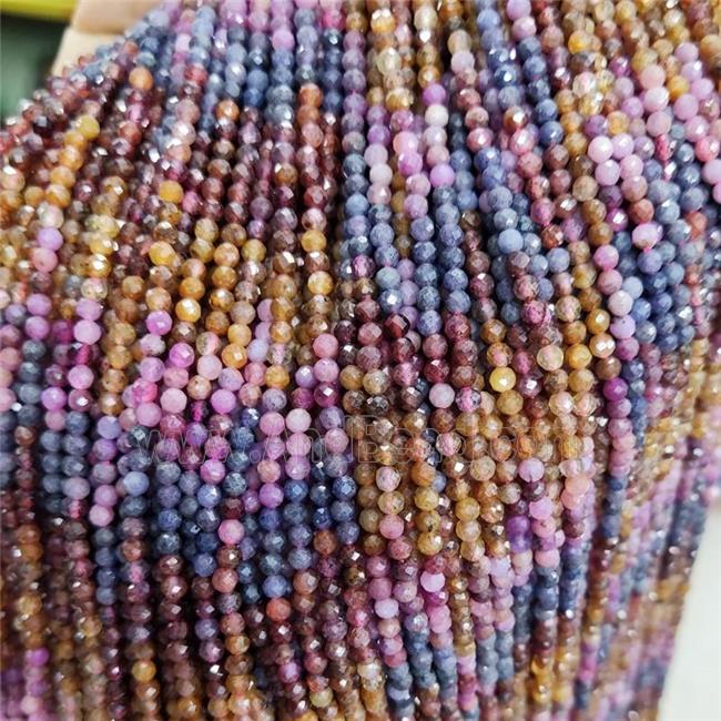 Natural Ruby Corundum Beads Multicolor Faceted Round