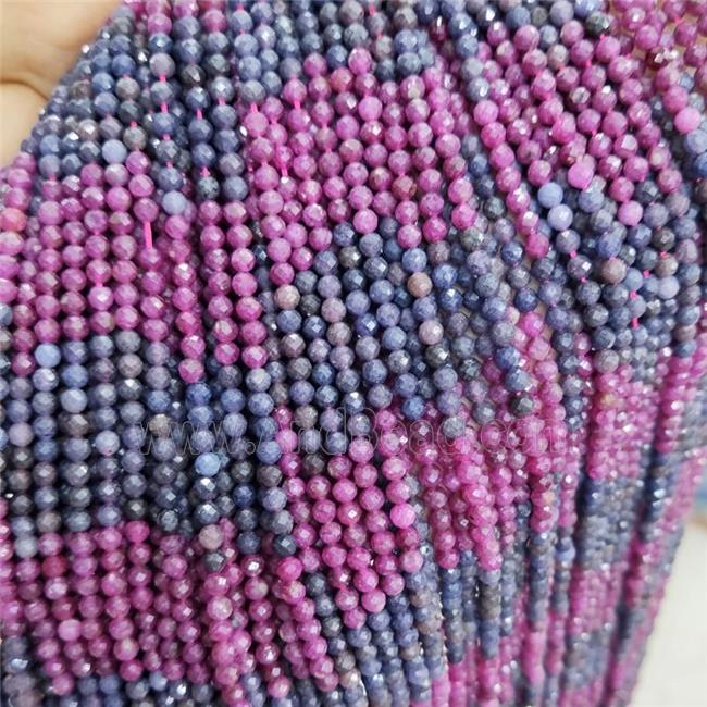 Natural Ruby Sapphire Beads Faceted Round