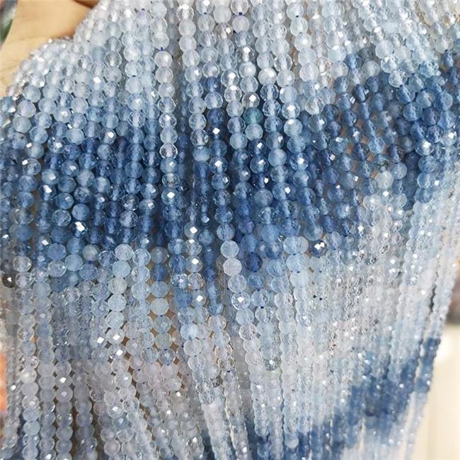 Natural Aquamarine Beads Blue A-Grade Faceted Round