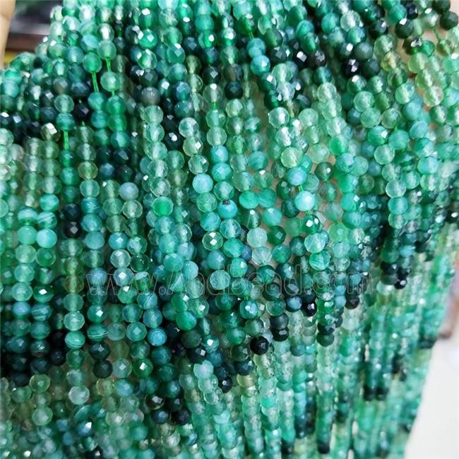 Natural Green Agate Beads Dye Faceted Round