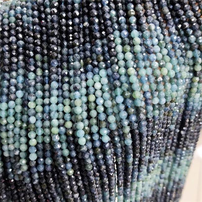 Natural Tourmaline Beads Blue Black Faceted Round
