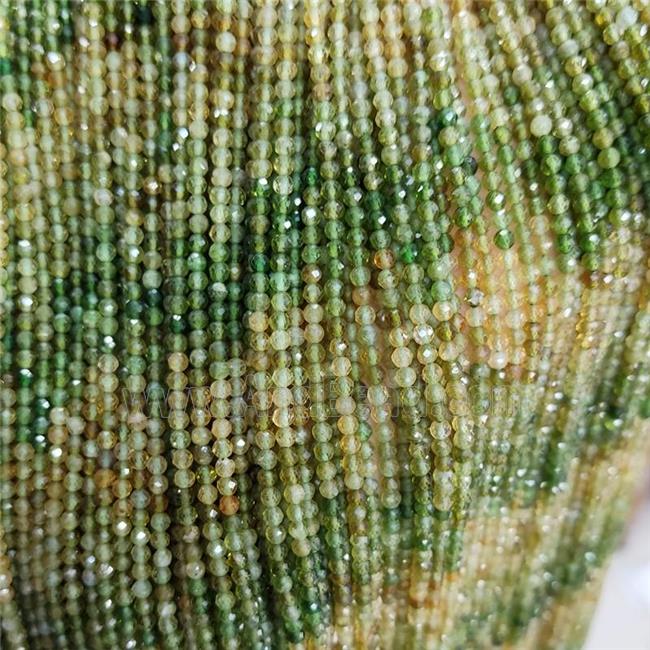 Natural Tourmaline Beads Green Yellow Faceted Round