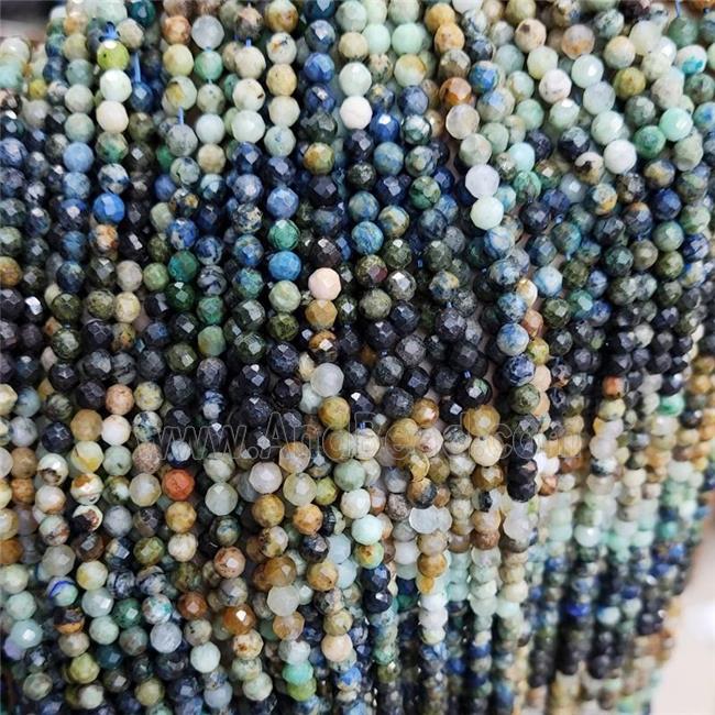 Natural Chrysocolla Beads Multicolor Faceted Round