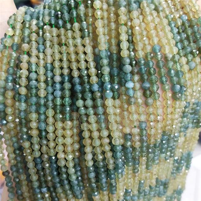 Natural Apatite Beads Yellow Blue Faceted Round Tiny