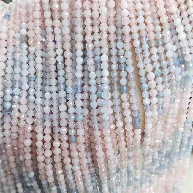 Natural Morganite Beads Multicolor Faceted Round
