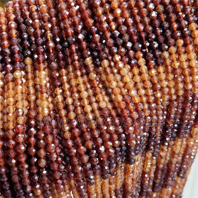 Natural Orange Garnet Beads Tiny Faceted Round