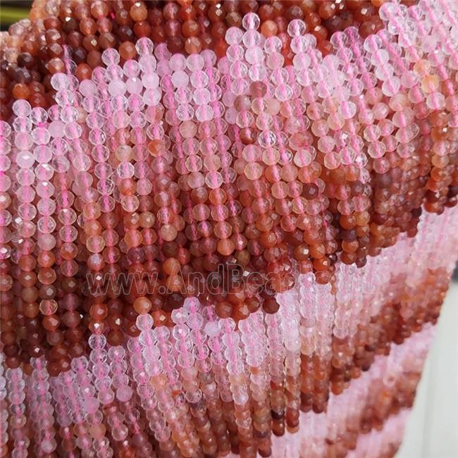 Natural Rose Quartz And Carnelian Beads Faceted Round