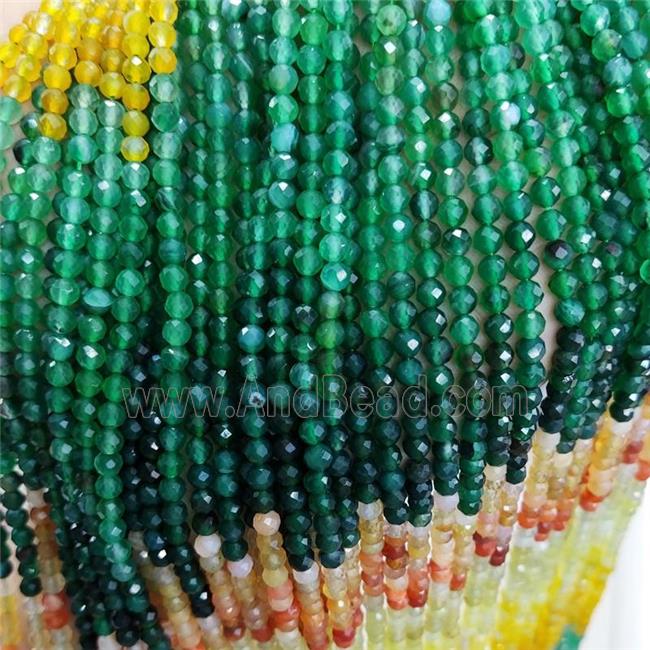 Natural Agate Beads Dye Mixed Color Faceted Round