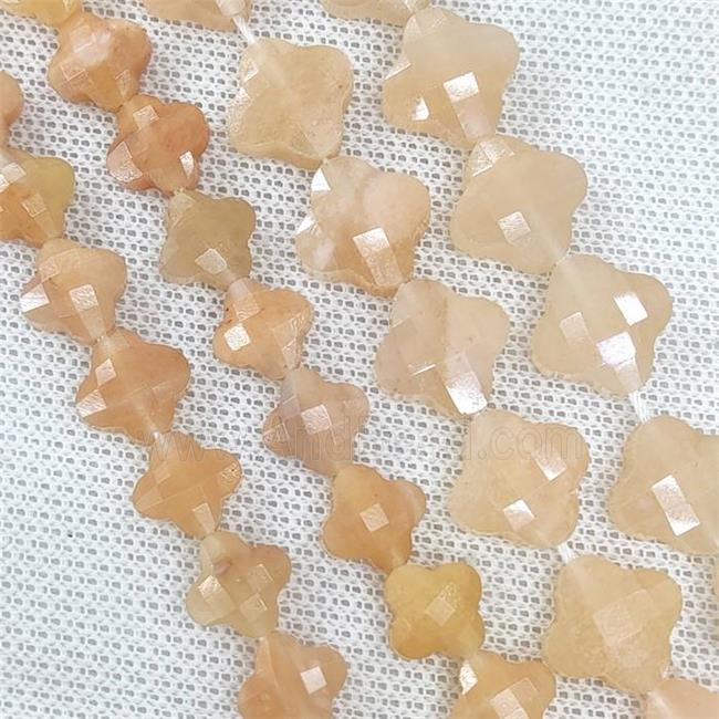 Natural Yellow Aventurine Clover Beads Faceted