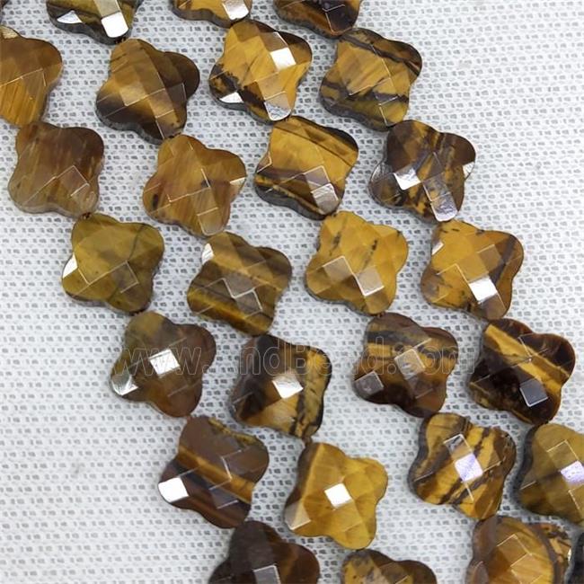 Natural Tiger Eye Stone Clover Beads Faceted