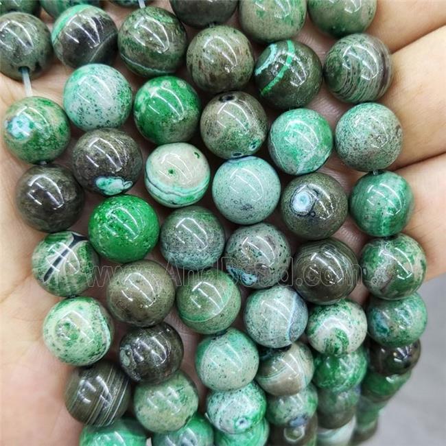 Natural Agate Beads Green Dye Smooth Round