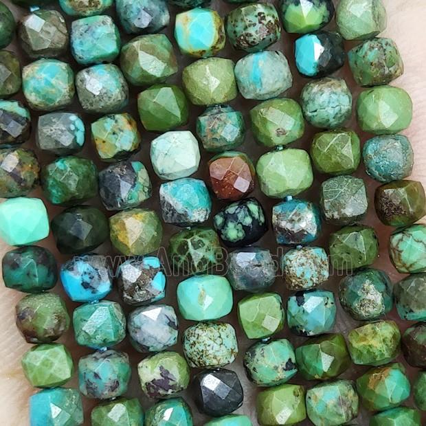 Natural Chinese Hubei Turquoise Beads Green Faceted Cube