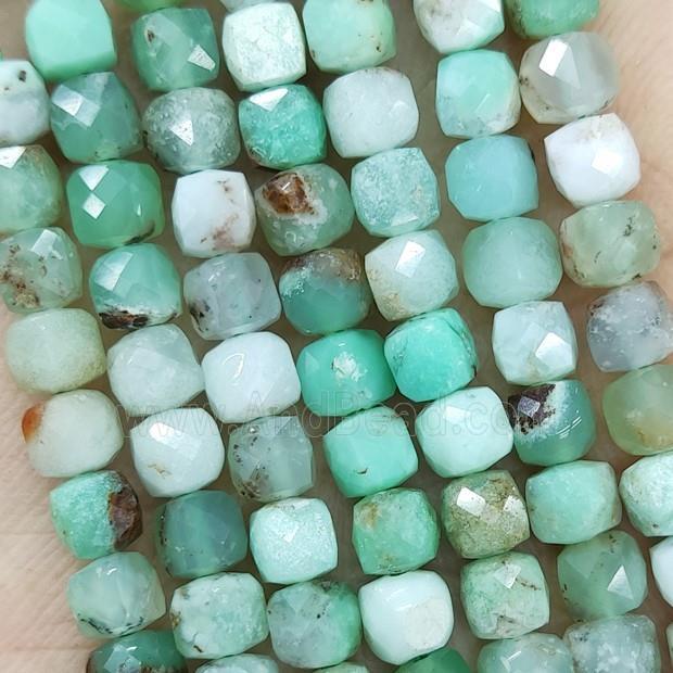 Natural Australian Chrysoprase Beads Green Faceted Cube