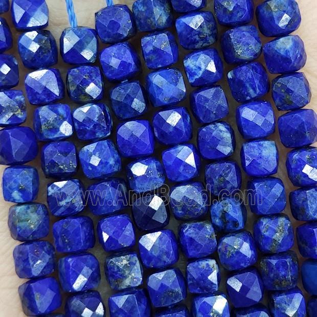 Natural Lapis Lazuli Beads Blue Faceted Cube