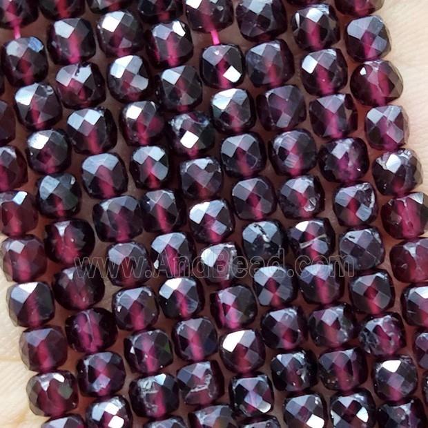 Natural Garnet Beads Purple Faceted Cube
