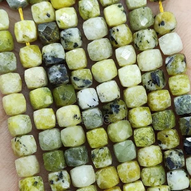 Natural Yellow Turquoise Beads Faceted Cube