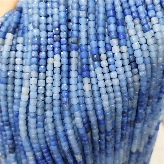 Natural Blue Aventurine Beads Faceted Cube