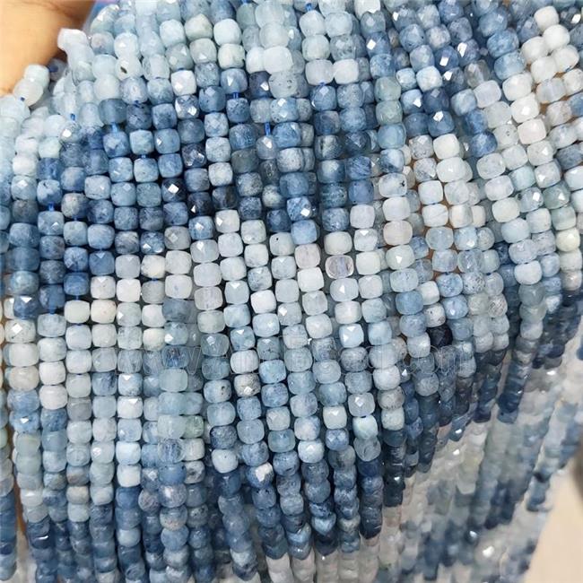 Natural Aquamarine Beads Blue Faceted Cube