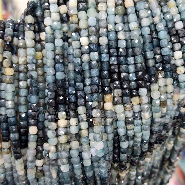 Natural Tourmaline Beads Multicolor Faceted Cube