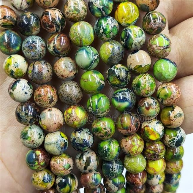 Imperial Jasper Beads Olive Dye Smooth Round