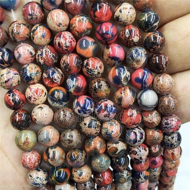 Imperial Jasper Beads Red Blue Smooth Round