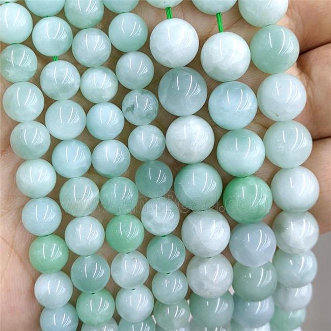 Natural Ice Burmese Jadeite Beads Smooth Round