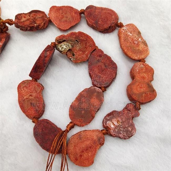 Natural Red Coral Slice Beads