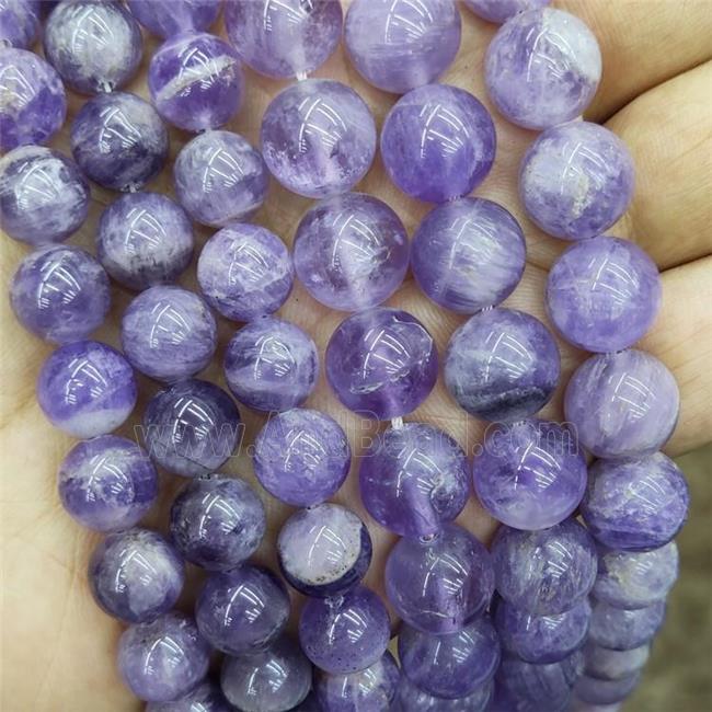 Natural Purple Chalcedony Beads Smooth Round