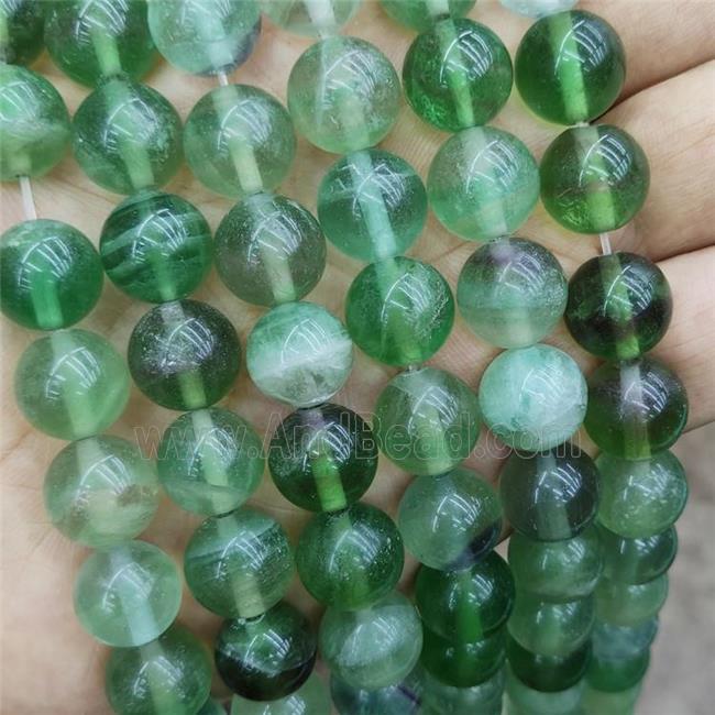 Natural Green Fluorite Beads Smooth Round
