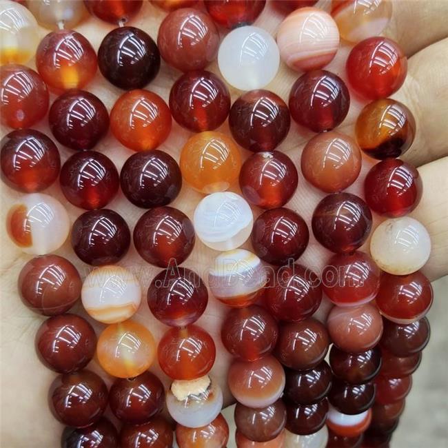 Natural Agate Beads Red Dye Smooth Round