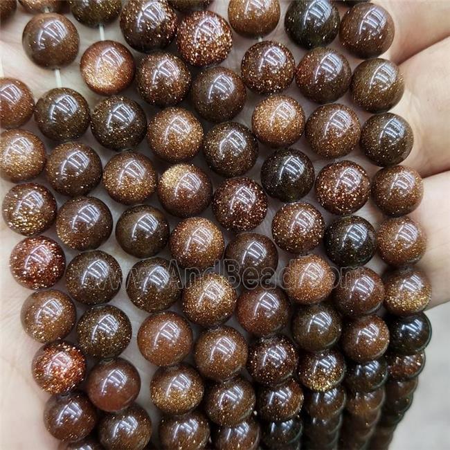 Coffee Sandstone Beads Smooth Round