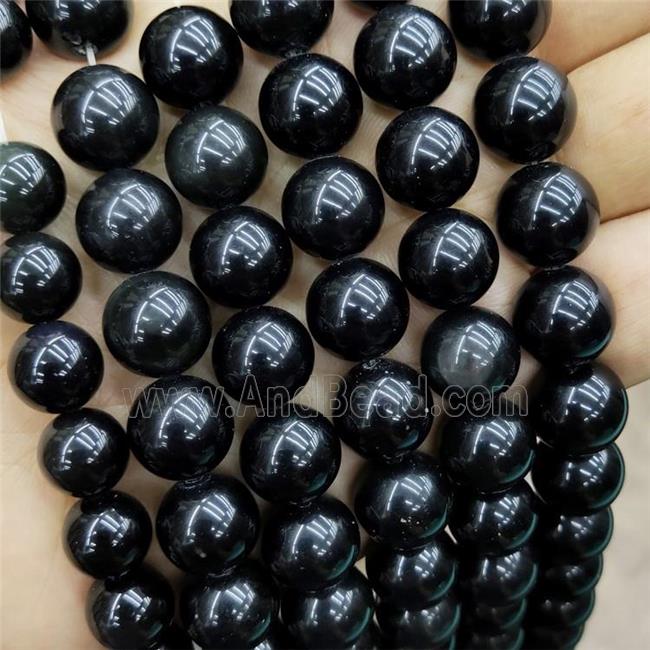 Black Obsidian Beads Smooth Round