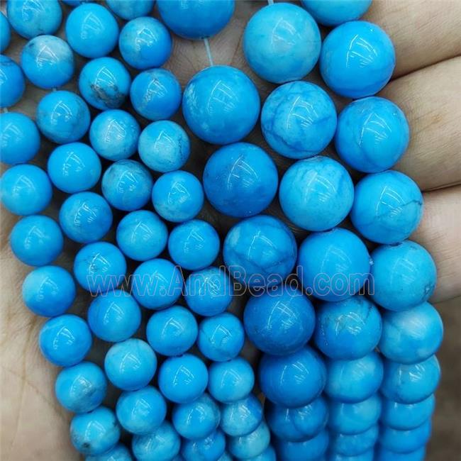 Howlite Turquoise Beads Blue Dye Smooth Round