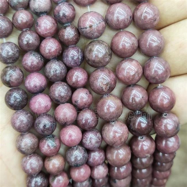 Natural Rhodonite Beads Pink Smooth Round