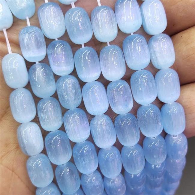 Blue Selenite Barrel Beads